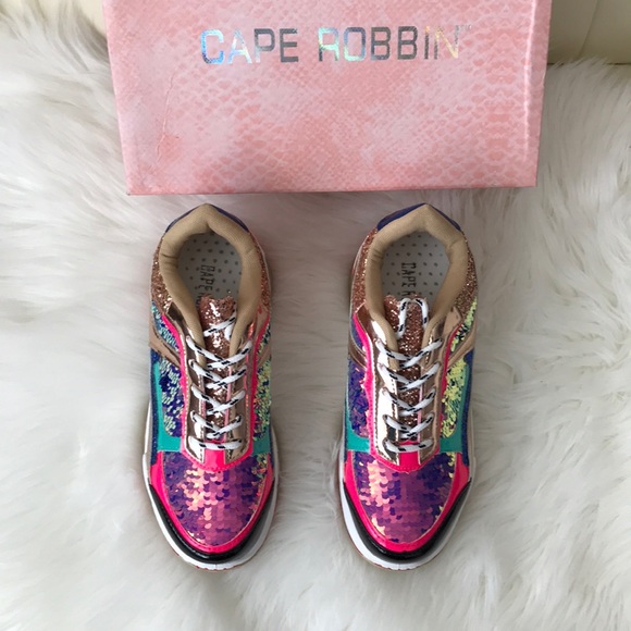 Cape Robbin Chunky Fashion Sneaker Glitter Sequin - Picture 2 of 8